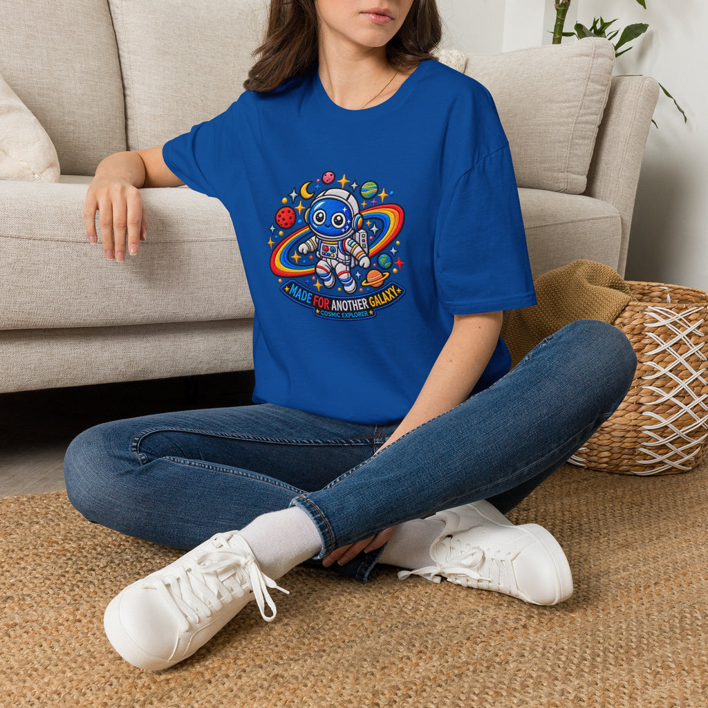 Astronaut Cartoon T-Shirt — “Made for Another Galaxy” Cute Space Tee